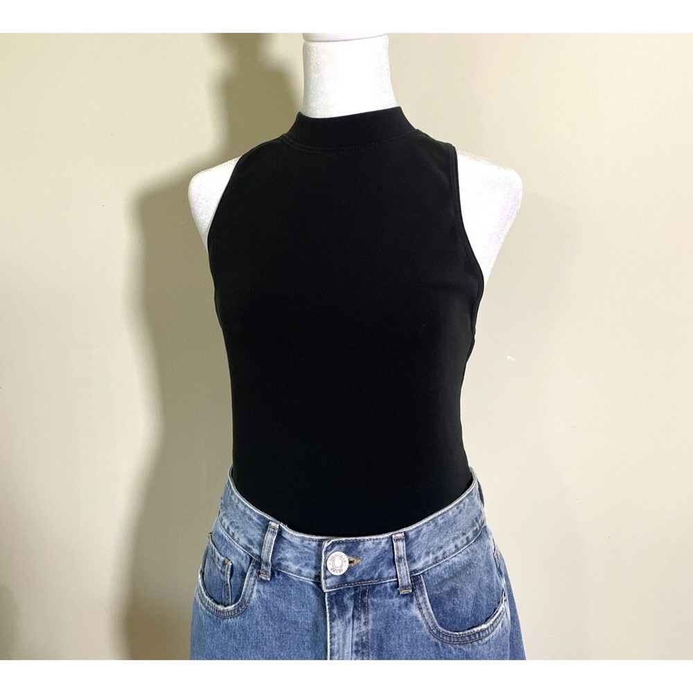 Zara Women’s Crew Neck Tank Top Black Size Medium Cotton Blend Casual Minimalist
